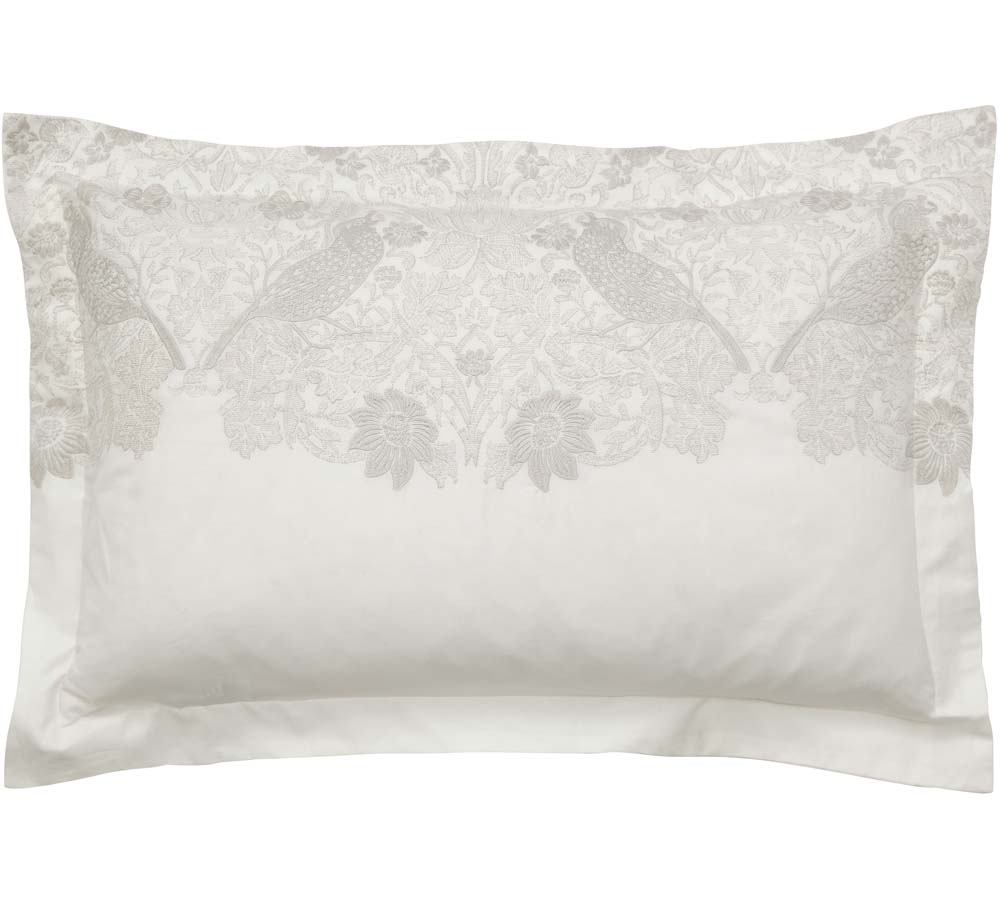 Pure Strawberry Thief White Embroidered Pillowcase